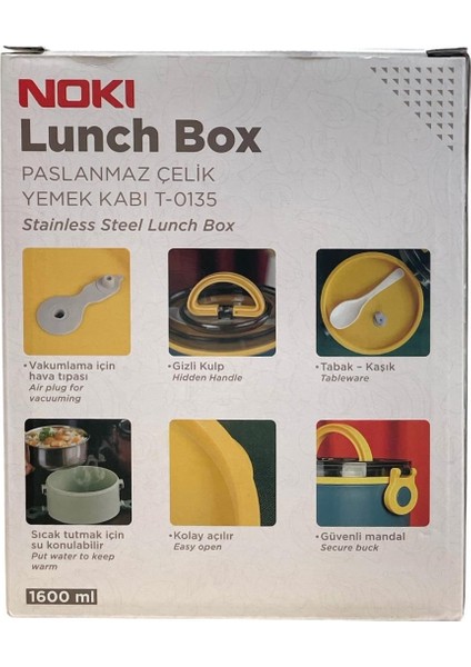 Paslanmaz Çelik Beslenme Yemek Kabı 1600 ml