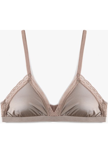 Dantel Detaylı Rahat Kalıp Desteksiz Balensiz Sütyen