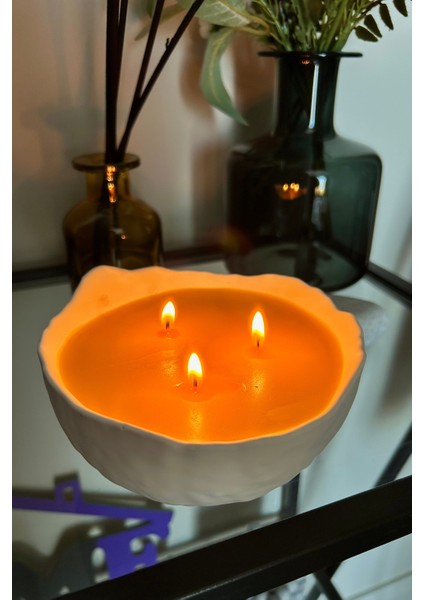 Exotic Meyve Kokulu El Yapımı 3 Fitilli Dekoratif %100 Doğal Soya Mumu fırsatları