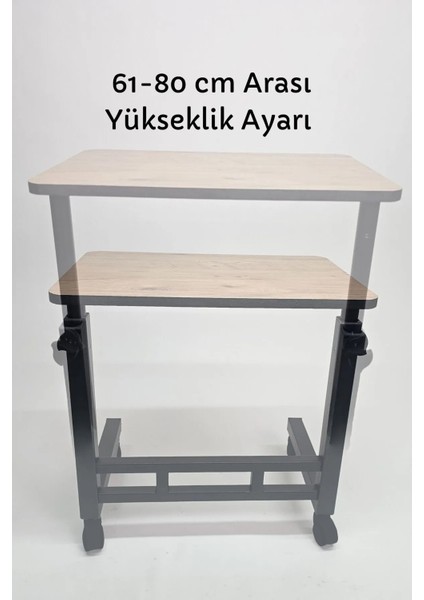 Yükseklik Ayarlı Laptop Masası - Extra Geniş Çalışma Masası - (50X70 cm Mdf Tablalı / Tekerlekli) fırsatları