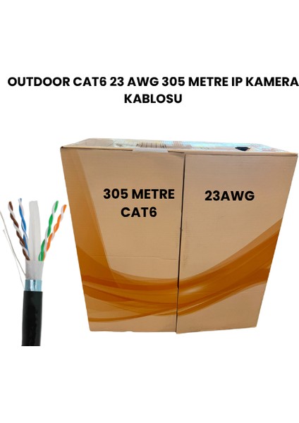 Dış Mekan Cat6 Utp Network Kablosu 23AWG 305M Kutulu