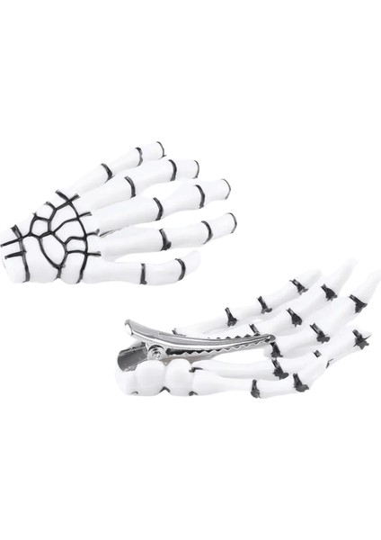 2 Pcs/set Yeni Kafatası El Kemik Saçkağı Kavrama Tutucu Hayalet Saç Klipler Saçkırışlar Kemik Pençe Saç Aksesuarları Mujer Hairllip Renk: Beyaz (Yurt Dışından)