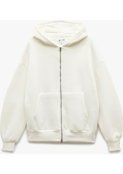 Şardonlu Kapşonlu Uzun Kollu Fermuarlı Sweatshirt fırsatları