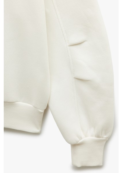 Şardonlu Kapşonlu Uzun Kollu Fermuarlı Sweatshirt