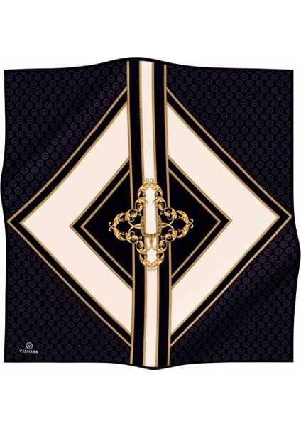 Vıssona 10667 Twill Ipek Eşarp Siyah-Krem fiyatları