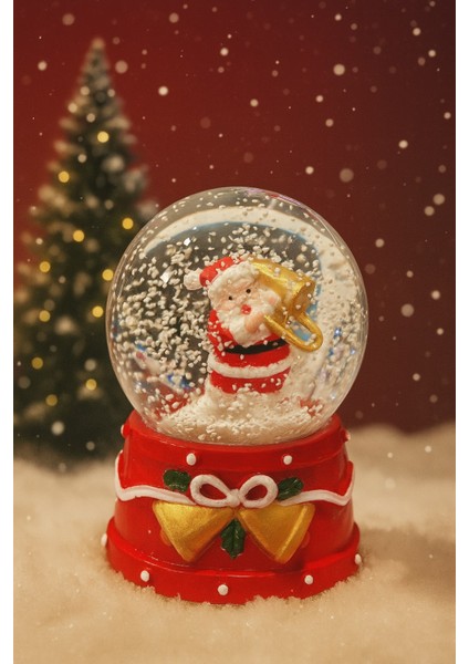 2026 Yılbaşı Temalı LED Işıklı Noel Baba Santa Kar Küresi – 9 cm Orta Boy Dekoratif Hediye-48
