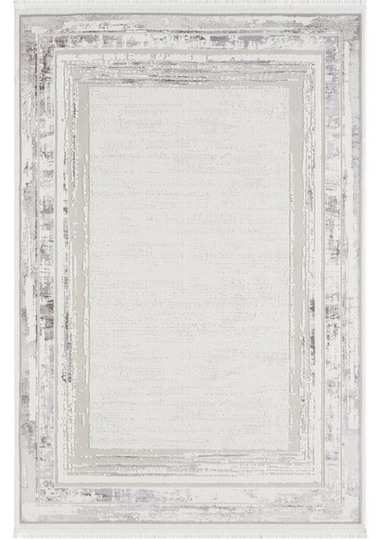 Feel FL003A Beyaz Halı Modern Çerçeve Desenli Akrilik Pamuk Taban Salon Halısı Yatak Odası Koridor modelleri