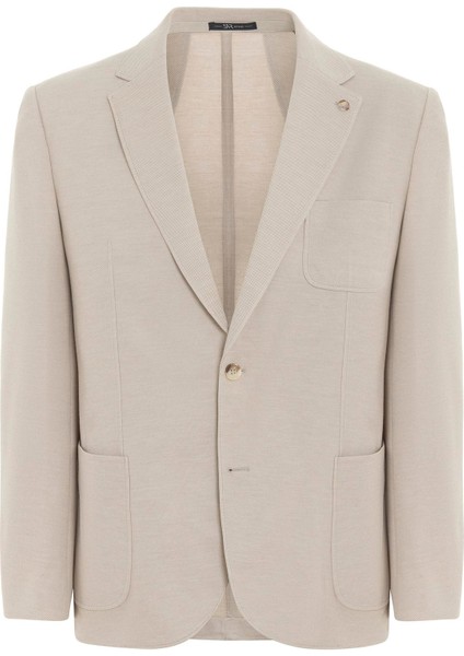 Bej Regular Desenli Mono Yaka 6 Drop Ceket