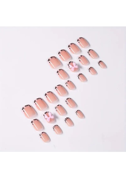 24'lü Silver Taş Işlemeli Pembe Leopar Desen Kısa Küt Model Takma Tırnak Seti fırsatları