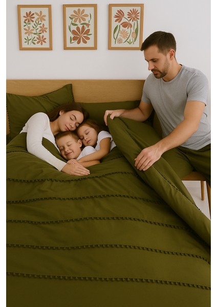 Lyon Özel Tasarım Nevresim Takımı Çift Kişilik Haki fiyatları