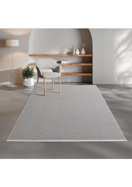 Hena HN004A Krem Şönil Kilim Gri Detaylı Ince Yumuşak Tozsuz Kaymaz Taban Makinada Yıkanabilir Halı fiyatları