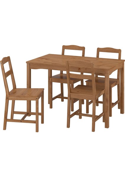 Hägernäs Mutfak Masası Takımı Antika Vernik Çam 4 Sandalyeli 118 x 75 cm Doğal Ahşap