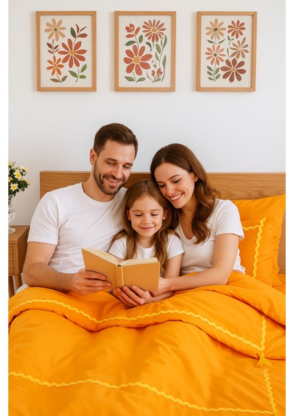 Monte Carlo Özel Tasarım Nevresim Takımı Çift Kişilik Turuncu