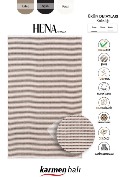 Hena HN003A Beyaz Şönil Kilim Bej Detaylı Ince Yumuşak Tozsuz Kaymaz Taban Makinada Yıkanabilir Halı indirimleri