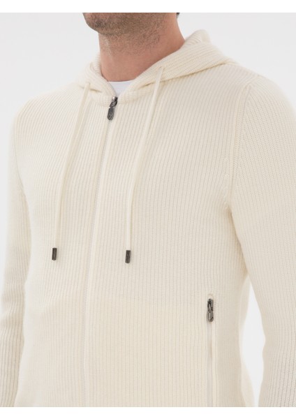 Erkek Ekru Slim Fit Triko Hırka 50298727-VR019