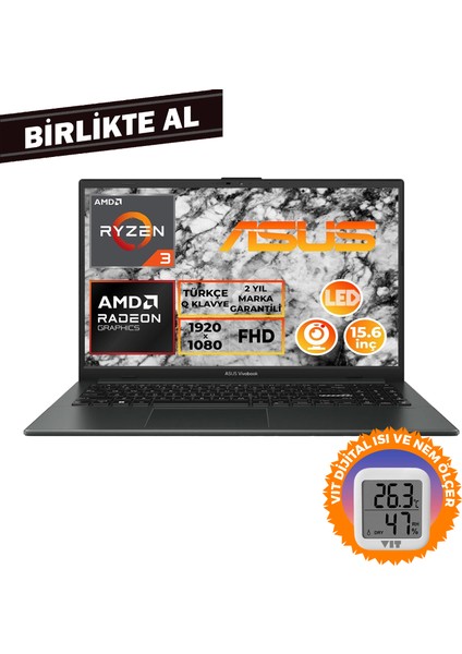 Vivobook Go 15 Ryzen 3 7320U 8gb 256GB SSD 15.6" Fhd Freedos + Vıt Termometre E1504FA-NJ097 012
