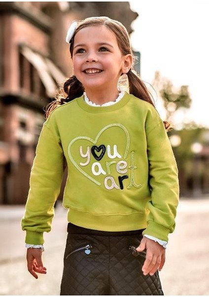 Kız Çocuk Yeşil Işlemeli Sweatshirt 04479 modelleri