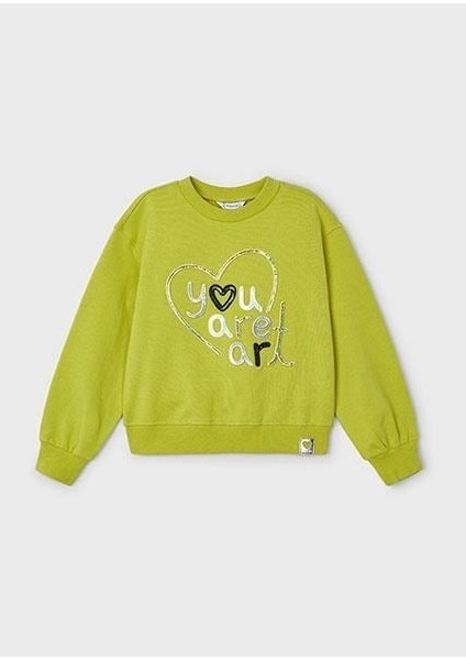 Kız Çocuk Yeşil Işlemeli Sweatshirt 04479 fırsatları