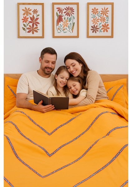 Marsılyaözel Tasarım Nevresim Takımı Çift Kişilik Turuncu