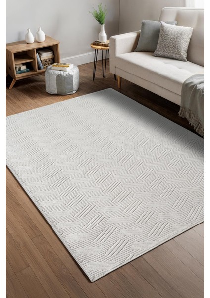 Myra Grı Yıkanabilir Kaymaz Taban Bambu Yumuşak Dokulu Kesme Halı Mutfak Salon Koridor Halısı