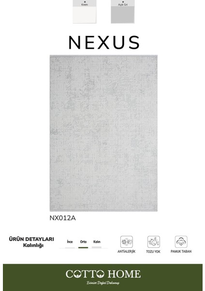 Nexus NX012A Gri Halı Modern Desen Antialerjik Pamuk Taban Salon Mutfak Halısı fiyatları