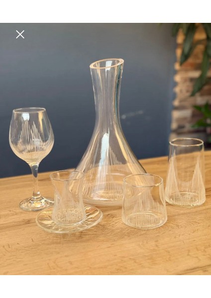 31 Parça Lüks 6 Kişilik Kesme Vitrin Içi Su Seti modelleri