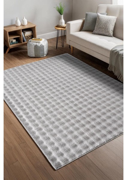 Bubble Grı Yıkanabilir Kaymaz Taban Bambu Yumuşak Dokulu Peluş Halı Mutfak Koridor Salon Halısı