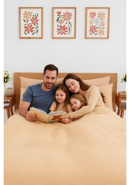 Mont Blanc Organik Pıke Kumaşından Nevresim Takımı Çift Kişilik Kahve