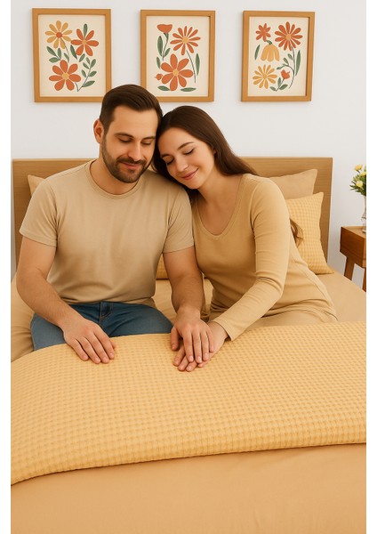 Mont Blanc Organik Pıke Kumaşından Nevresim Takımı Çift Kişilik Kahve fırsatları