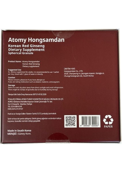 Hongsamdan Patentli Kore Kırmızı Ginseng - Enerji ve Zindelik Için Toz İÇEC3K modelleri