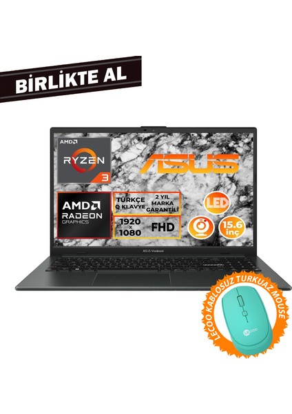 Vivobook Go 15 Ryzen 3 7320U 8gb 512GB SSD 15.6" Fhd W11P + Mouse E1504FA-NJ097 027