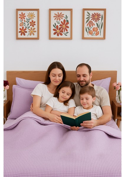 Mont Blanc Organik Pıke Kumaşından Nevresim Takımı - Lila Çift Kişilik