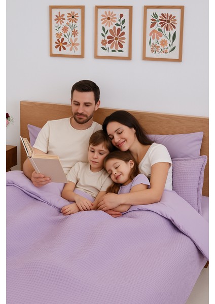 Mont Blanc Organik Pıke Kumaşından Nevresim Takımı - Lila Çift Kişilik fiyatları