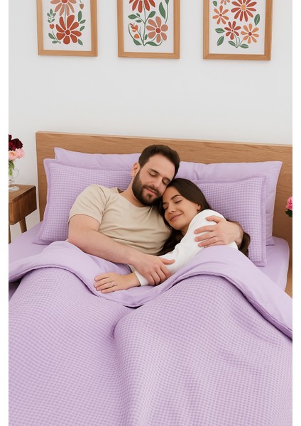Mont Blanc Organik Pıke Kumaşından Nevresim Takımı - Lila Çift Kişilik modelleri