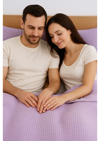 Mont Blanc Organik Pıke Kumaşından Nevresim Takımı - Lila Çift Kişilik fırsatları