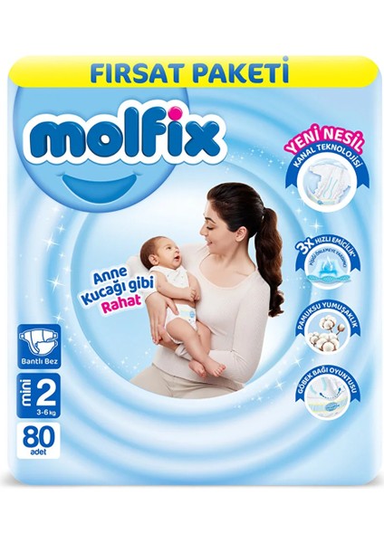 Bebek Bezi Fırsat Paketi 2 Beden 3-6 kg 80 Adet