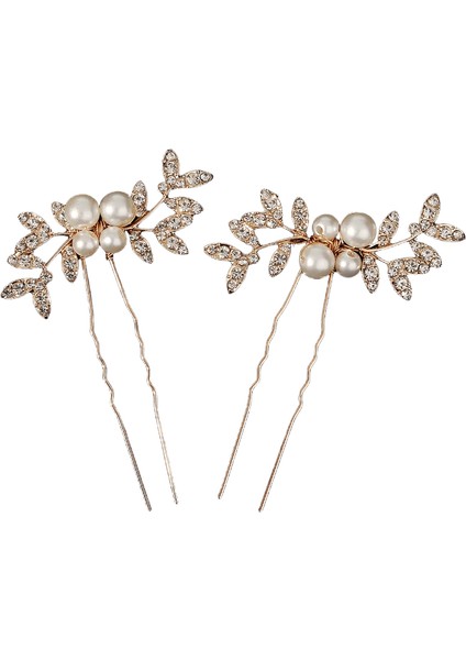 Moda Inci Kristal Saç Tokaları Gelin Taç Saç Aksesuarları U Şeklindeki Pin Metal Ette Düğün Partisi Saç Klipleri Için: HS-J7123G (Yurt Dışından)