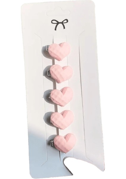 5pcs/set Sevimli Pembe Mini Yaylar Kızlar Için Saç Klipleri Güzel Kalp Saçları Karikatür Çiçek El Yapımı Şapkalar Saç Aksesuarları: 7 (Yurt Dışından)