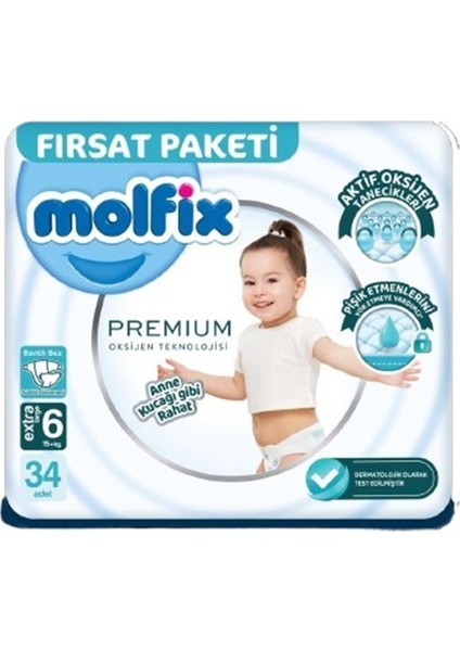 Premium Bebek Bezi Fırsat Paketi 6 Beden 15+ kg 34 Adet