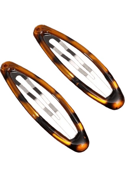 Yeni Moda Leopar Baskı Saçkopları Kadınlar Için Korece Style Vintage Oval Bb Klip Bangs Hairclips Ettes Saç Aksesuarları Kol: Hairclip-2pcs (Yurt Dışından)