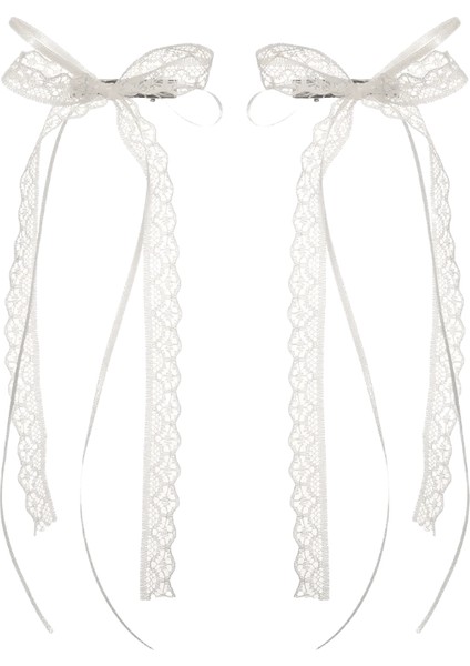 2pcs Beyaz Tatlı Dantel Uzun Yay Saç Klipsi Kadınlar Kızlar Şerit Tel Bowknot Saç Pimleri Örgü Ettes Traend Out Out Teavingscolor: Beyaz (Yurt Dışından)