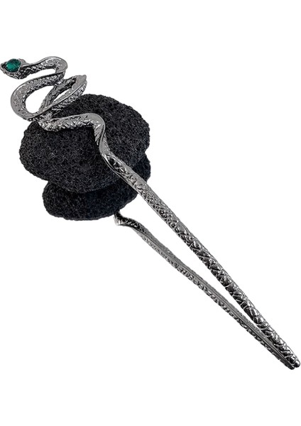 Vintage Yılan Şekli Saç Çubukları Kadınlar Için Saç Tokaları Punk Çin Tarzı Yeşil Rhinestones Çubuk Saç Modeli Saç Aksesuarları Metal Renk: Black-01 (Yurt Dışından)