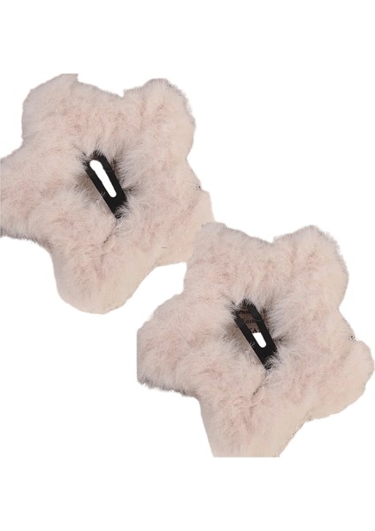 Kore Moda Peluş Yıldız Saç Klipleri Kadınlar Için Kızlar Y2K Tatlı Kaık Yıldız Saç Tokaları Ettes Saç Aksesuarları Başlık: Bej 2pcs (Yurt Dışından)