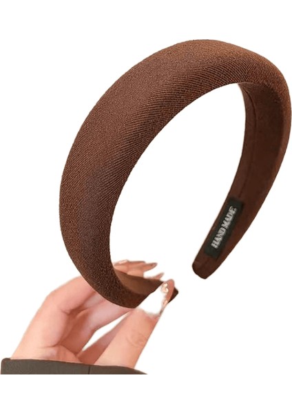 Kadınlar Için Vahşi Düz Renkli Sünger Kafa Bandı Moda Kız Yı Yüzü Geniş Kenar Basit Saç Bandı Renk: Koyu Kahverengi (Yurt Dışından)