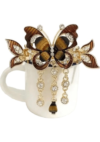 Moda Zarif Zirkon Püskül Saç Tokası Aksesuarları Kadınlar Için Retro Etnik Tarzı Küçük Yengeç Klipli Mücevherler Hediye Renk: 2 (Yurt Dışından)