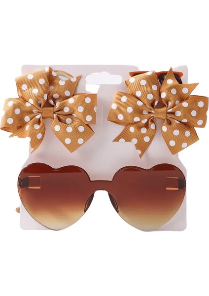 3pcs/set Çocuklar Sevimli Katı Nokta Saç Tokası Renkli Kalp Güneş Gözlükleri Set Kız Butik Bowknot Saç Klipleri Çocuklar Saç Aksesuarları Renk: 3469-2 (Yurt Dışından)
