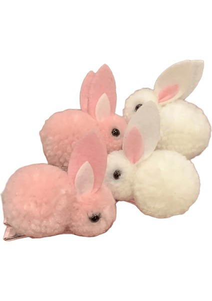 Sevimli Pembe Tavşan Saç Pençe Saç Klipleri Bayanlar Kızlar Bayanlar Saç Aksesuarları: 4pcs (Yurt Dışından)