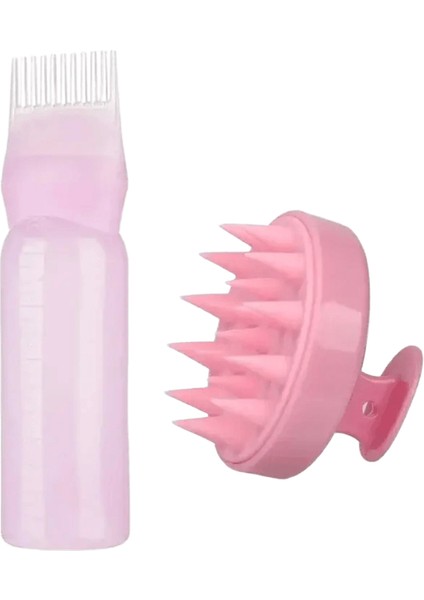 Silikon Şampuan Fırça Kafa Kafa Masajı Tarak Saç Boya Tonu Yağı Uyarı Şişesi Fırça Berber Salonu Saç Stil Araçları Renk: 2 Pccs Pembe (Yurt Dışından)