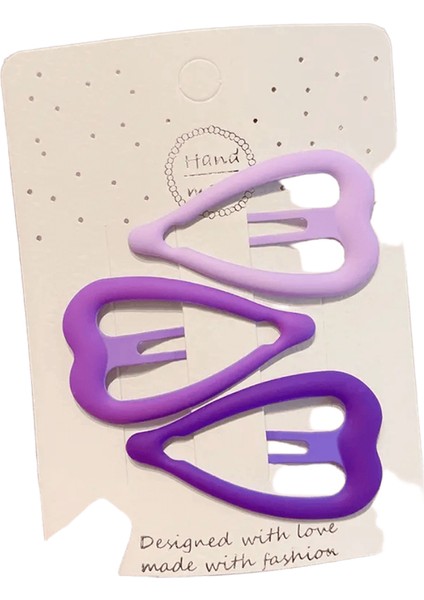 2023 Yeni 3 Pc/set Çocuklar Sevimli Mor Pembe Geometrik Yıldızlar Kalp Saç Klipler Bebek Kız Tatlı Saçkoplar Çocuk Saç Aksesuarları Renk: Kalp Mor-3pcs (Yurt Dışından)