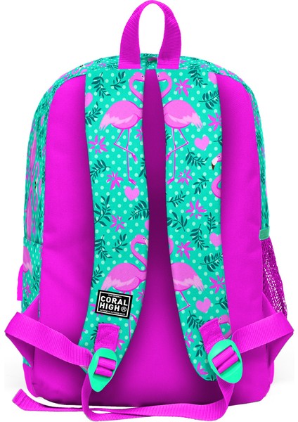 Kids Dört Bölmel Flamingo Desenli Ilkokul Çantası USB Şarjlı Kulaklık Çıkışlı 23812 modelleri